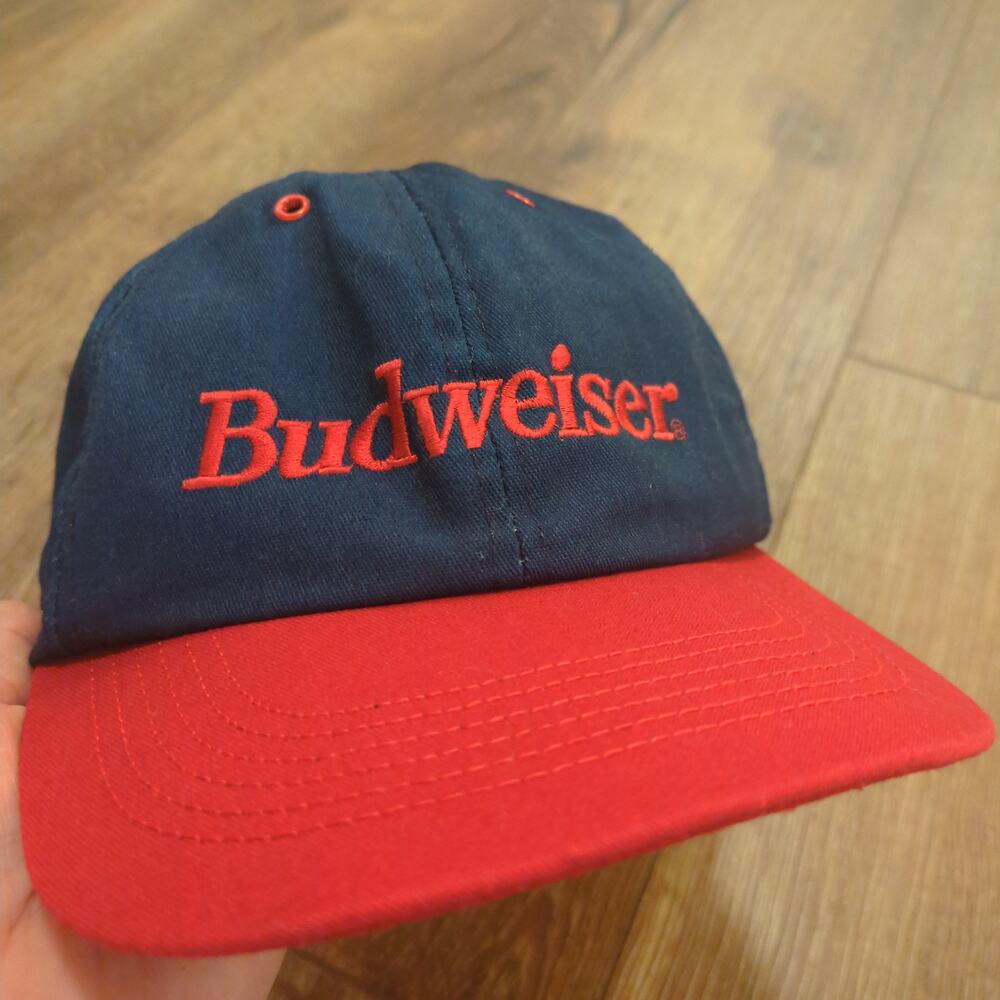 VTG‎ Budweiser Adult Men Adjustable Snapback Hat Beer Football Blue Red USA